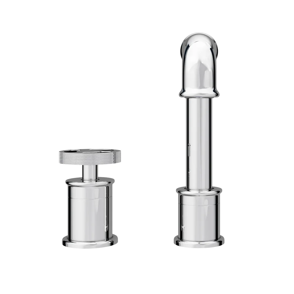 Arezzo Chrome 2TH Industrial Style Deck Mounted Basin Mixer - Image 2
