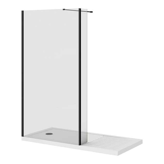 Arezzo 1700 x 800 Matt Black Profile Wet Room (1100mm Screen, Return Panel + Tray) - Image 3