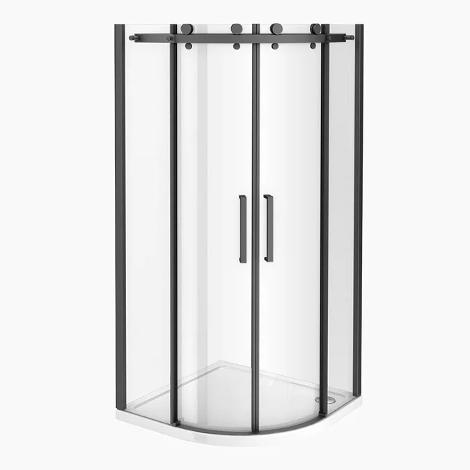 Arezzo Matt Black 900 x 900mm Frameless Quadrant Shower Enclosure - Image 4