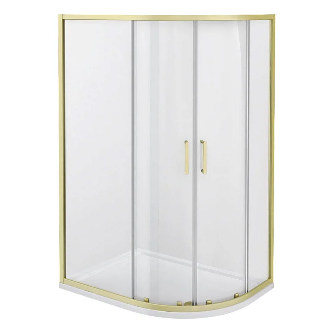 Toreno Brushed Brass 1200 x 900mm Offset Quadrant Shower Enclosure without Tray - Image 2