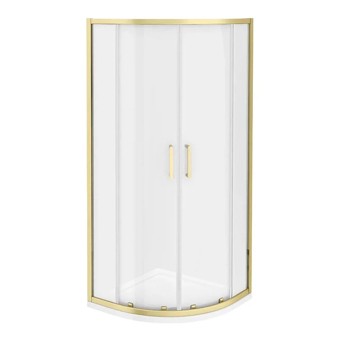 Toreno Brushed Brass 800 x 800mm Quadrant Shower Enclosure without Tray - Image 2