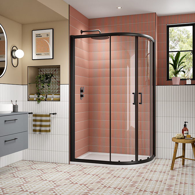 Toreno Matt Black 800 x 1000mm Offset Quadrant Shower Enclosure without Tray - Image 5