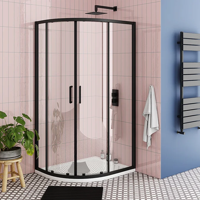 Toreno Matt Black 800 x 1000mm Offset Quadrant Shower Enclosure without Tray