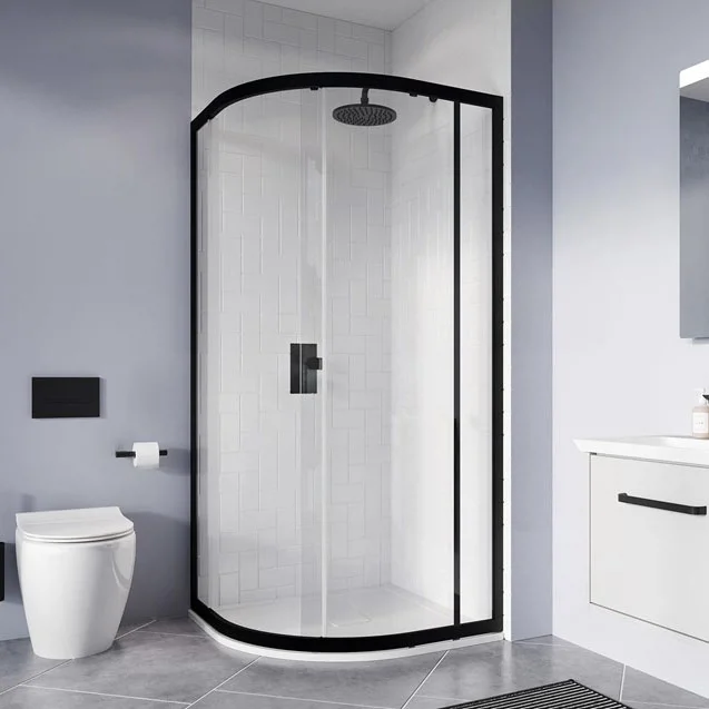 Crosswater 1000 x 800mm Clear 6 Matt Black Offset Quadrant Single Door Shower Enclosure - Image 2
