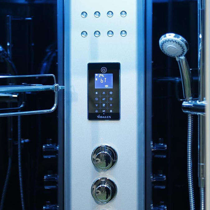 Vidalux Clearwater 1200 x 800 Black Frame Steam Shower - Image 2