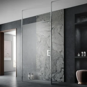 Hudson Reed Free Standing Wet Room Screen with Double Ceiling Posts