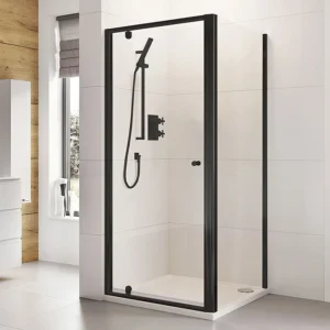 Roman Haven6 Matt Black 6mm Square Pivot Door Shower Enclosure - 760 x 760mm
