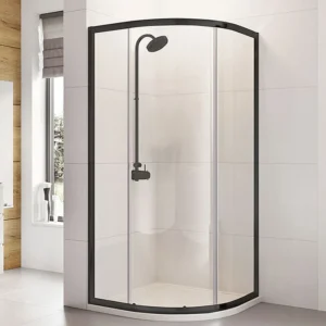 Roman Haven6 Matt Black Frame Single Door Shower Enclosure - 900 x 900mm