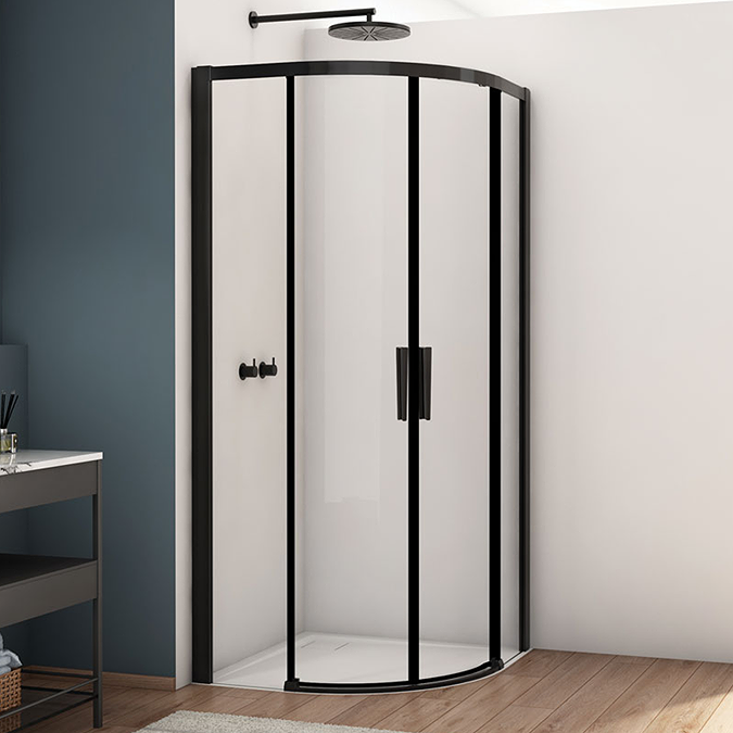 Kudos Divera 1000 x 800mm Matt Black Offset Quadrant Enclosure