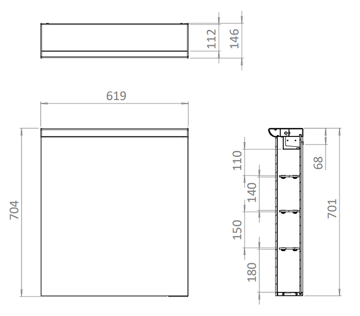 Crosswater Lustro 620mm LED Illuminated Mirrored Cabinet - Image 2