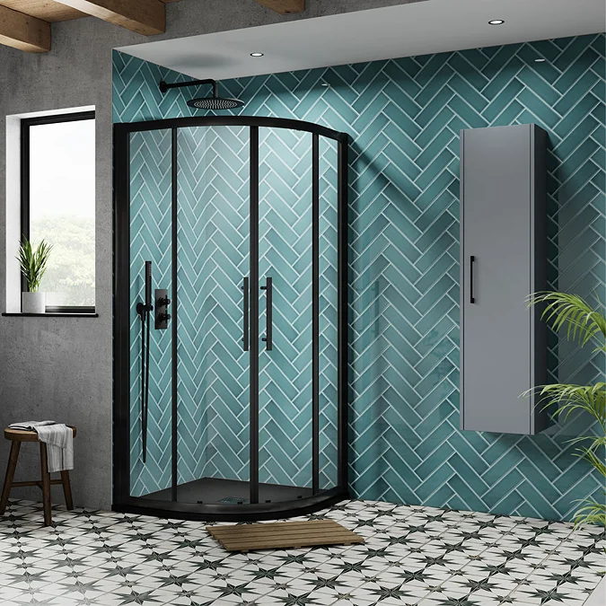 Hudson Reed Apex Matt Black Quadrant Shower Enclosure - Various Size Options