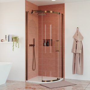 Crosswater Optix 10 900 x 900mm Frameless Quadrant Sliding Door Shower Enclosure - Brushed Bronze