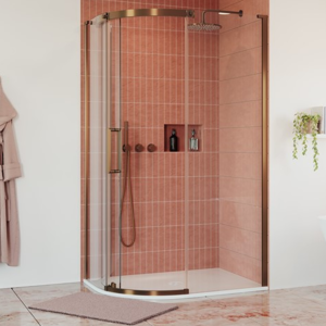 Crosswater Optix 10 1200 x 900mm Frameless Offset Quadrant Sliding Door Shower Enclosure - Brushed Bronze