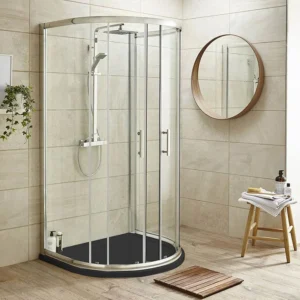 Pacific D-Shape Shower Enclosure + Slate Grey Shower Tray