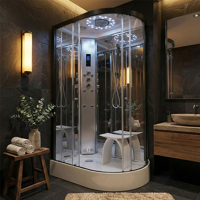 Insignia Platinum 1200 x 800mm Steam Shower Black Frame (3rd Generation) - Image 2