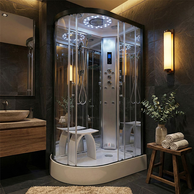 Insignia Platinum 1200 x 800mm Steam Shower Black Frame (3rd Generation)