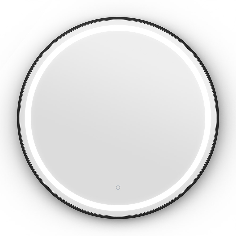 Roxbury Round 700mm Backlit LED Matt Black Mirror with Demister Pad ...