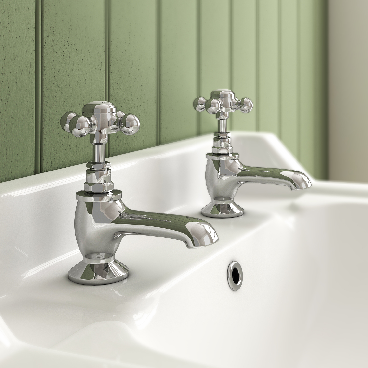 Trafalgar Crosshead Pillar Basin Taps (Pair) Chrome - Image 5