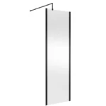 Venice Matt Black Outer Framed 8mm Wetroom Screen with Support Arm (1950mm High)
