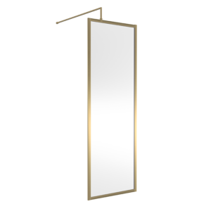 Hudson Reed Brushed Brass Full Outer Framed 8mm Wetroom Screen with Support Arm (1950mm High)