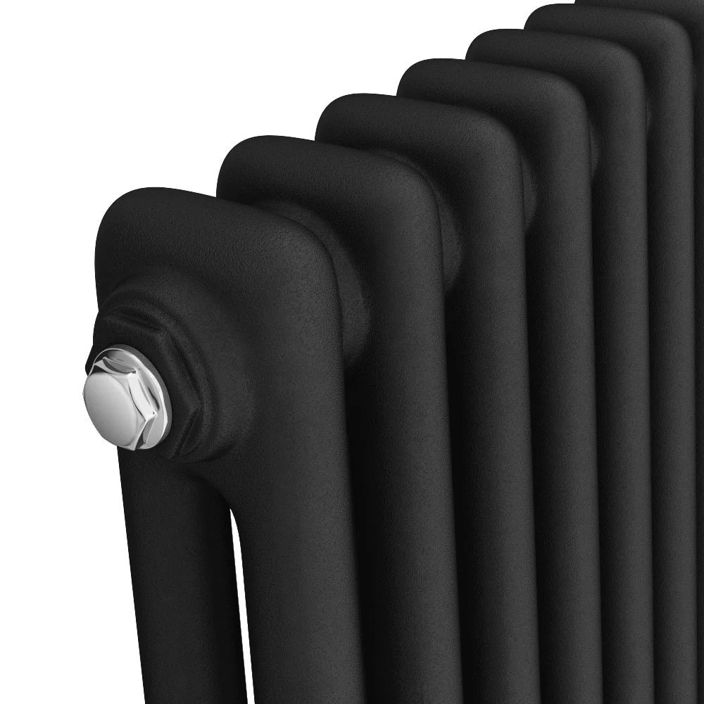 Keswick 1500 x 380mm Cast Iron Style Traditional 2 Column Matt Black Radiator - Image 4