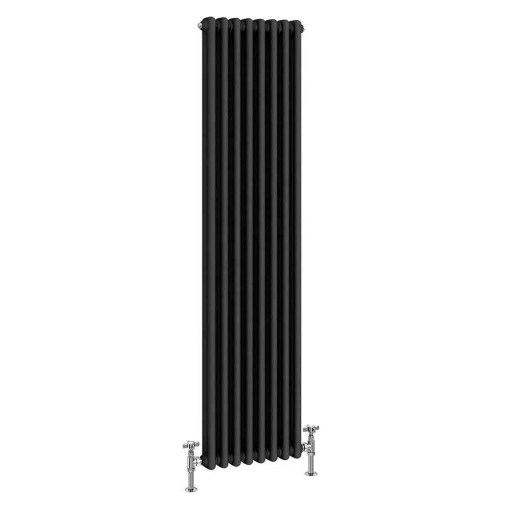 Keswick 1500 x 380mm Cast Iron Style Traditional 2 Column Matt Black Radiator - Image 3