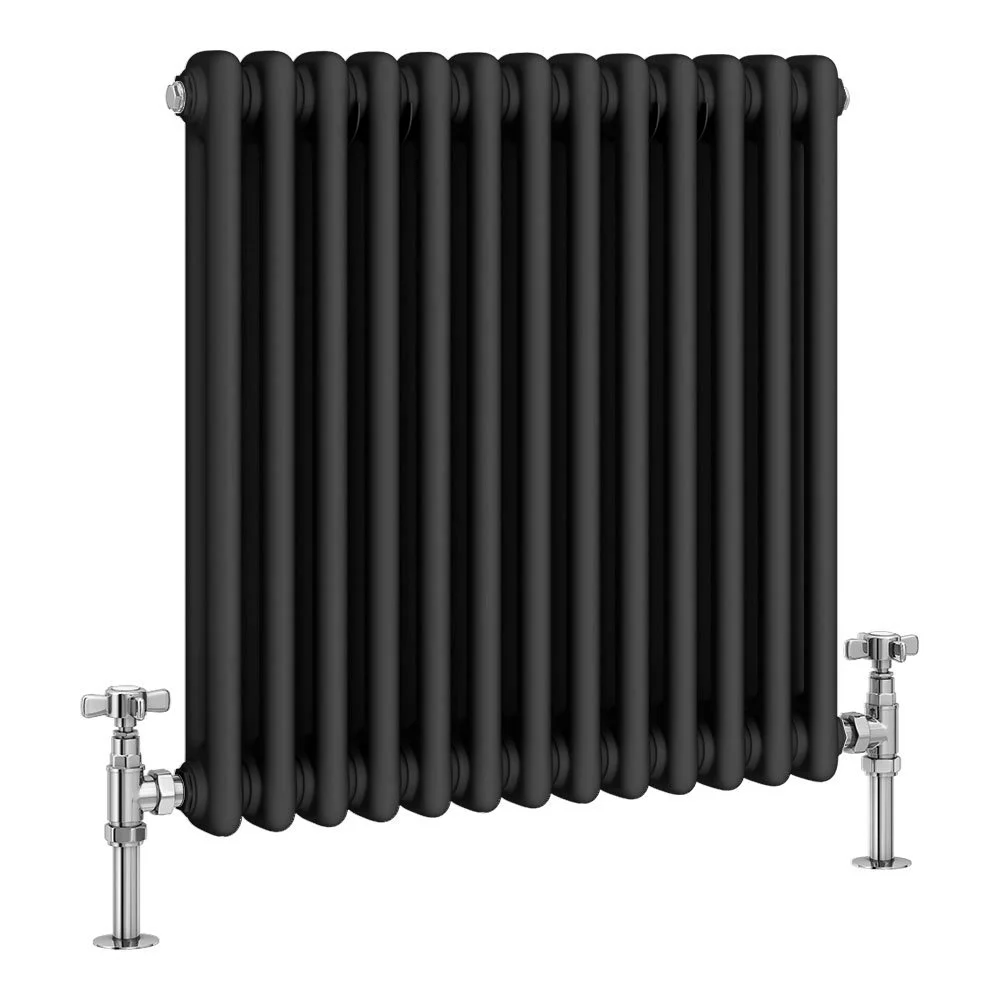 Keswick 600 x 605mm Cast Iron Style Traditional 2 Column Matt Black Radiator - Image 3