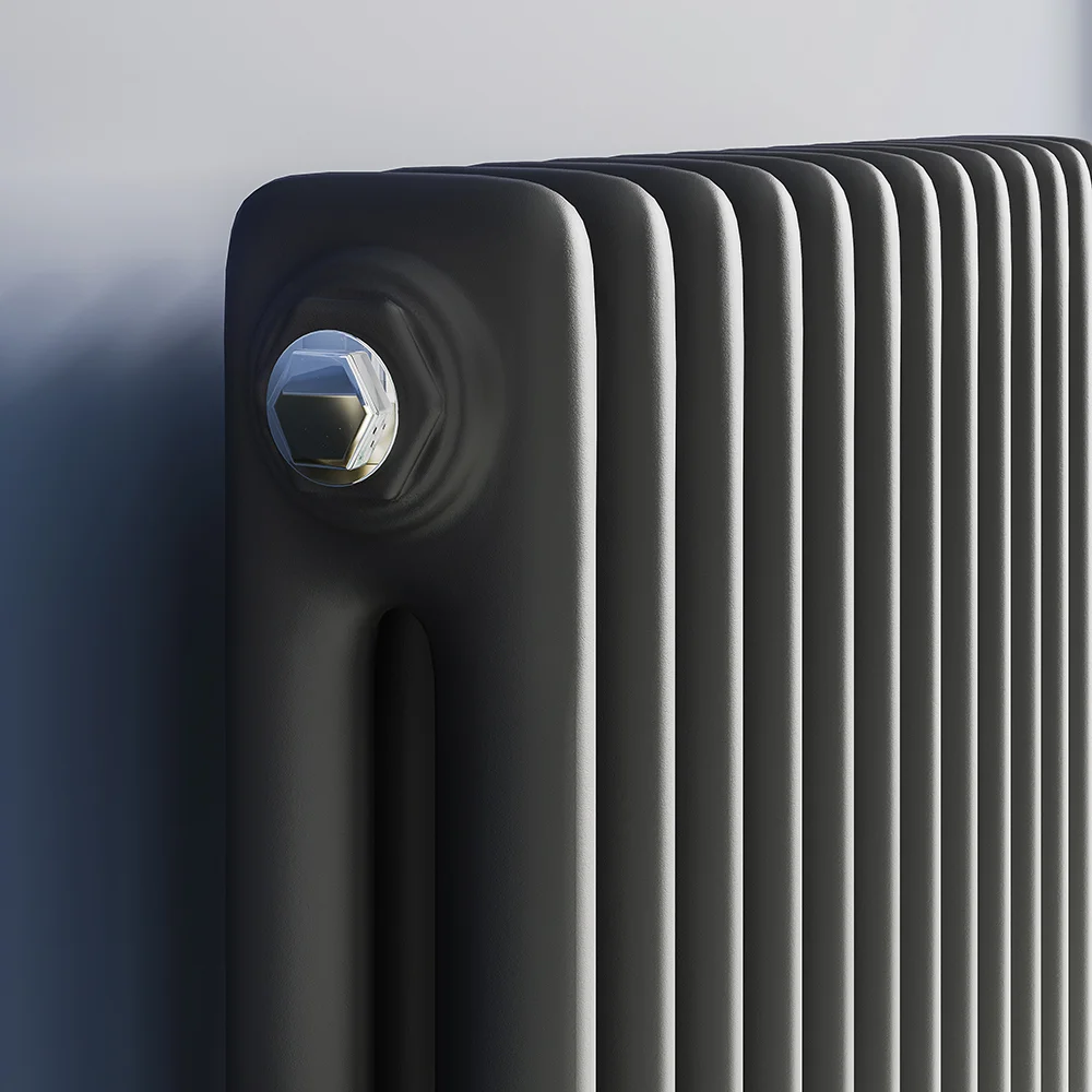 Keswick 1500 x 380mm Cast Iron Style Traditional 2 Column Matt Black Radiator - Image 2