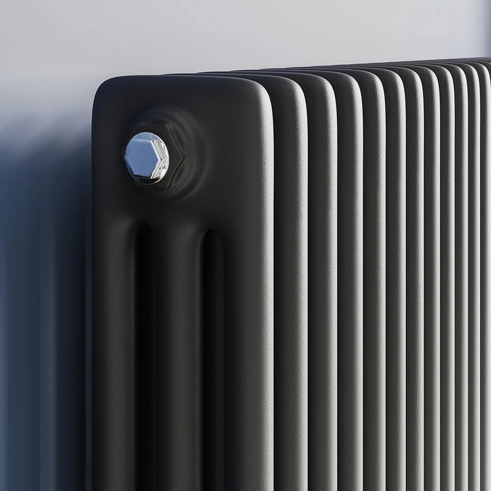 Keswick 300 x 425mm Horizontal Radiator Matt Black 3 Column - Image 3