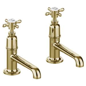 Burlington Guild Basin Long Nose Pillar Taps - Gold