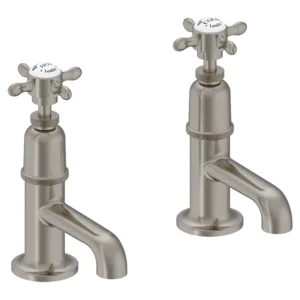 Burlington Guild Basin Pillar Taps - Brushed Nickel
