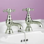Silverdale Victorian Basin Pillar Taps Nickel