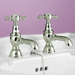 Silverdale Victorian Basin Pillar Taps Nickel