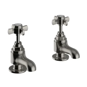 Heritage Dawlish Basin Pillar Taps - Brushed Nickel