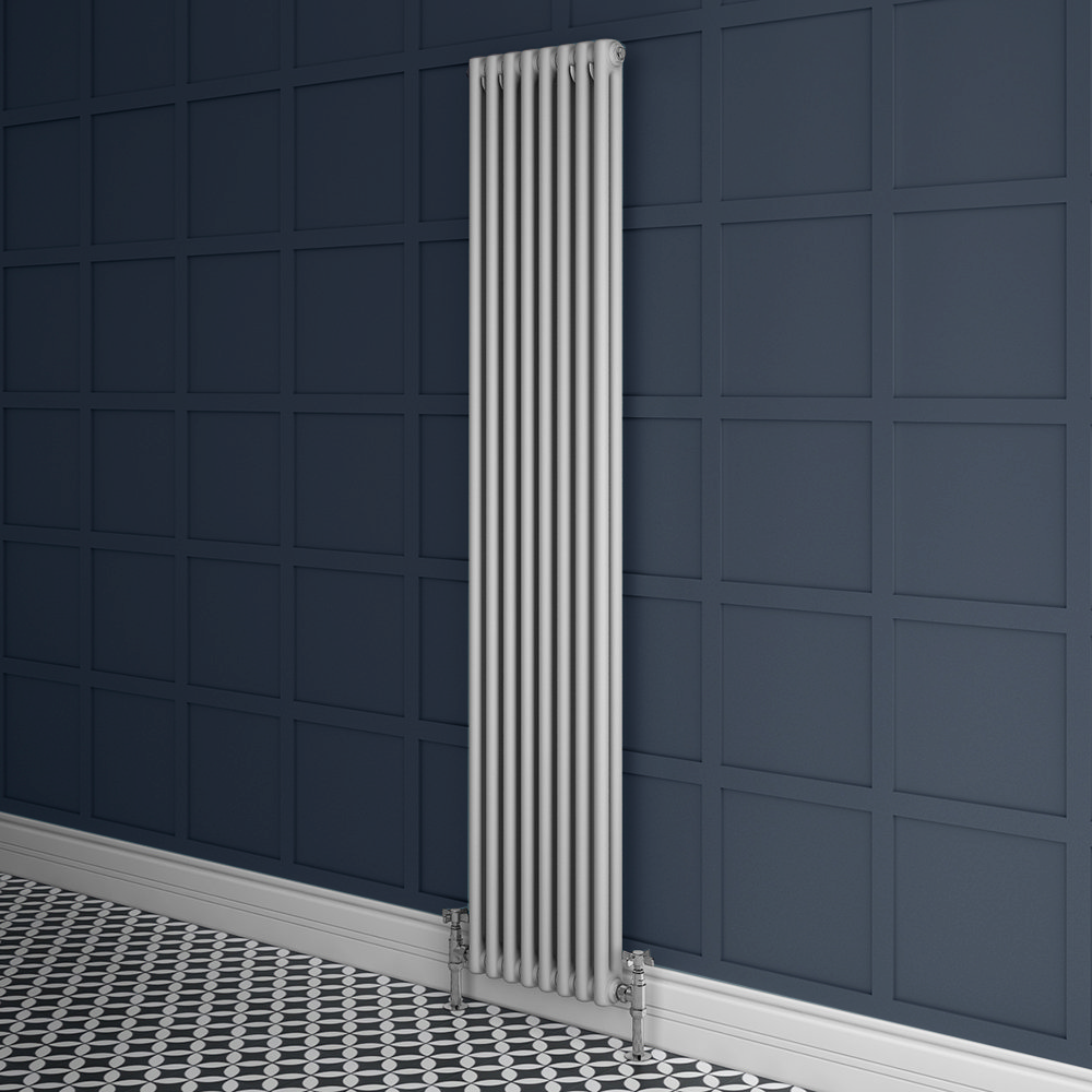 Keswick Grey 1800 x 380mm Cast Iron Style Traditional 2 Column Radiator - Image 2