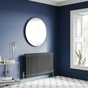 Instructions  Dimensions  Room View Keswick 600 x 1010mm Cast Iron Style Traditional 2 Column Matt Black Radiator