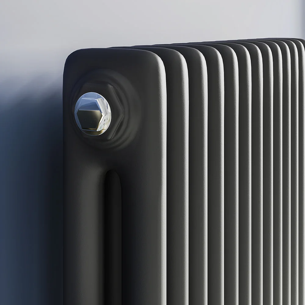 Keswick 1800 x 470mm Cast Iron Style Traditional 2 Column Matt Black Radiator - Image 3