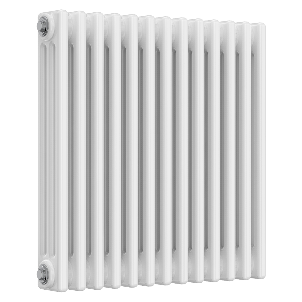 Reina Colona 3 Column Horizontal Radiator - Matt White 600 x 605mm - Image 2