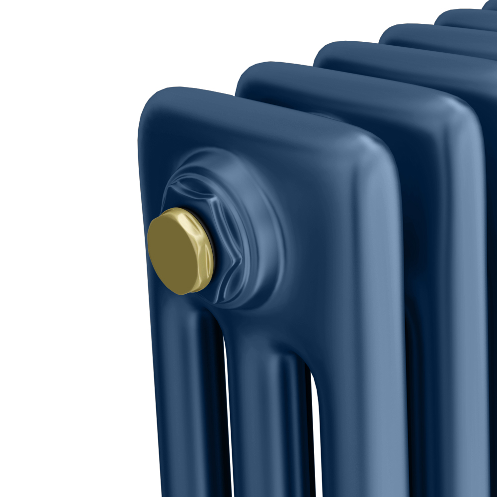 Keswick 600 x 425mm Cast Iron Style Traditional 3 Column Regal Blue Radiator - Image 2