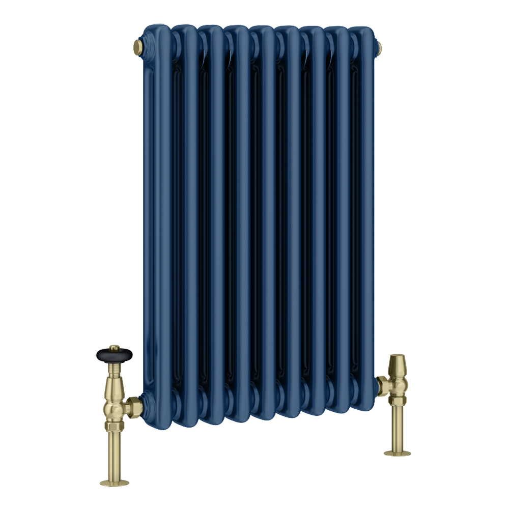 Keswick 600 x 425mm Cast Iron Style Traditional 3 Column Regal Blue Radiator - Image 3