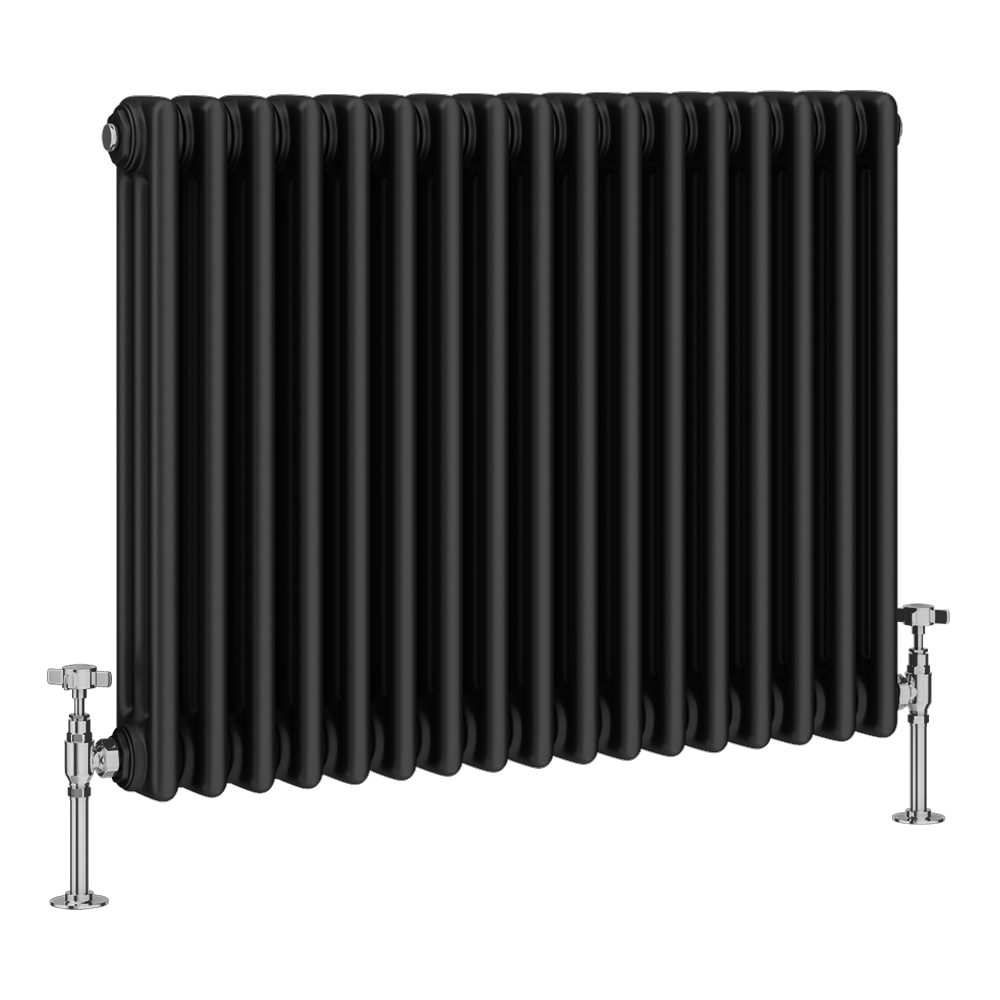 Keswick 600 x 785mm Cast Iron Style Traditional 3 Column Matt Black Radiator - Image 4