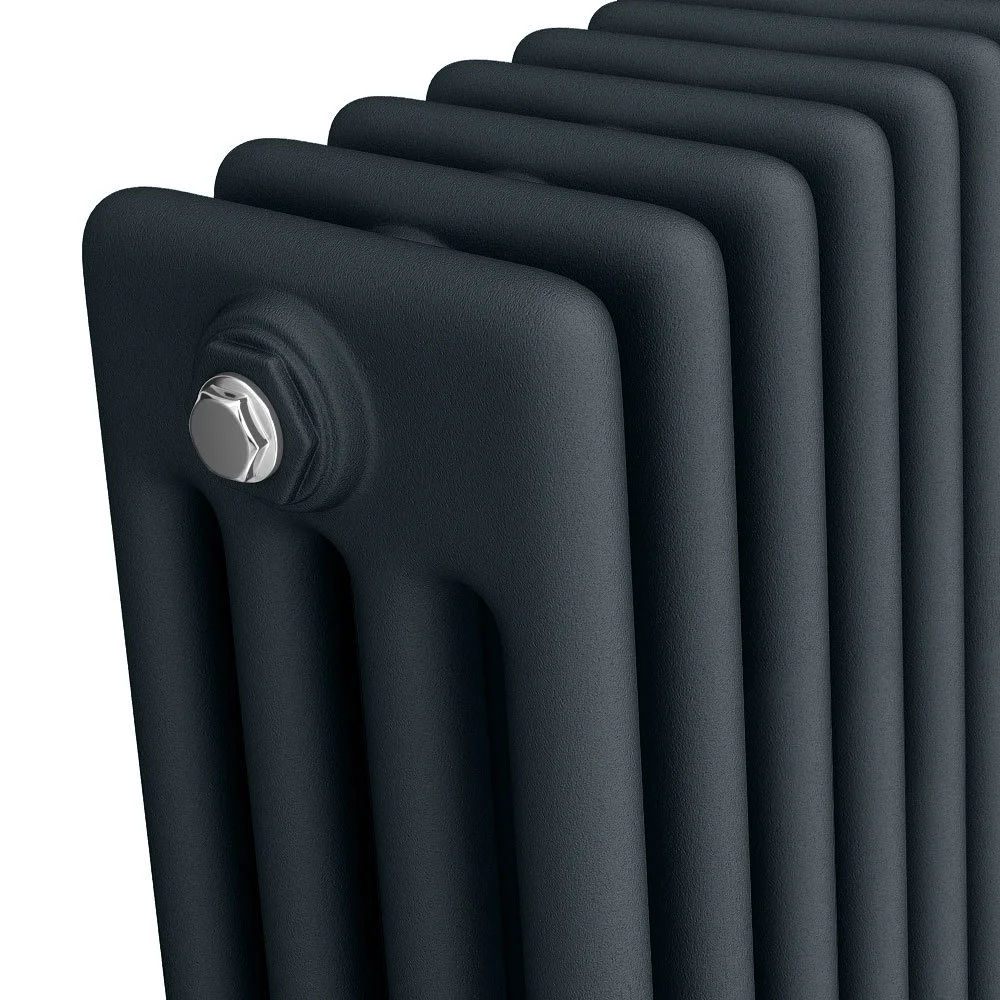 Keswick 600 x 425mm Cast Iron Style Traditional 4 Column Anthracite Radiator - Image 3